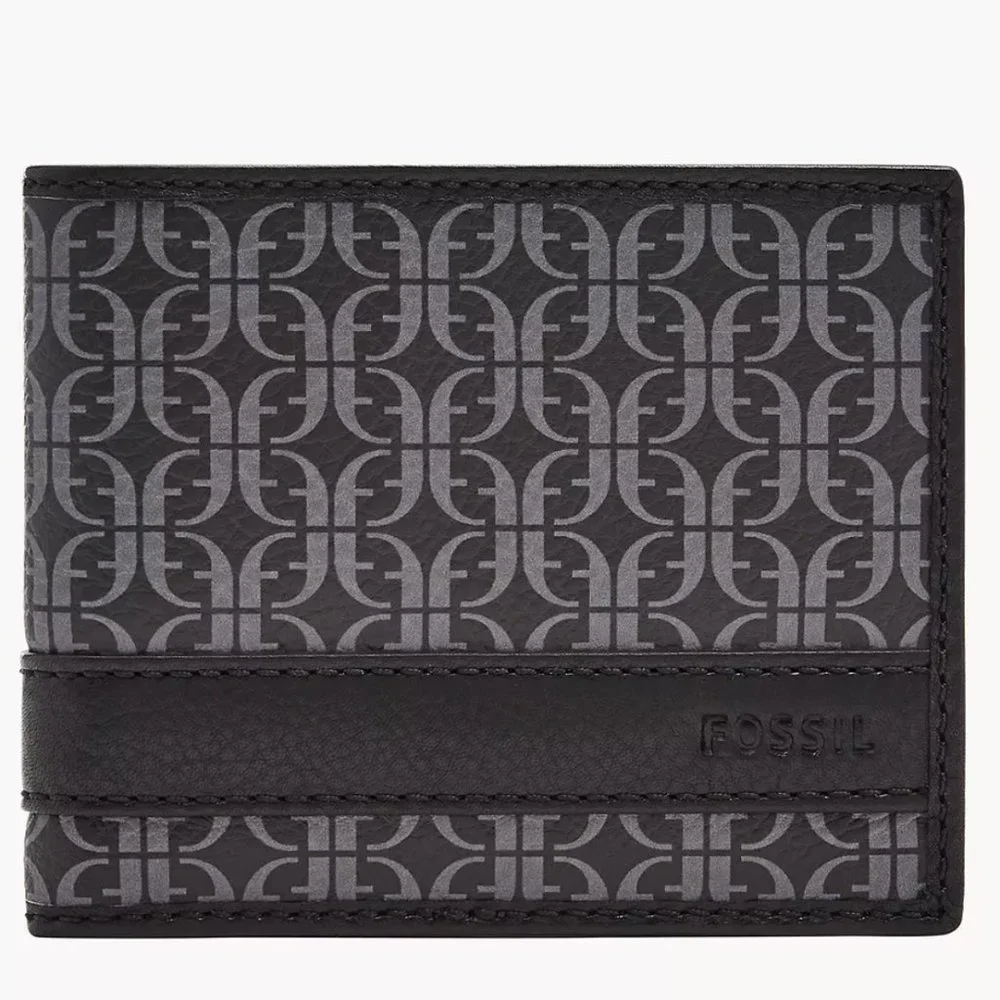 Fossil Lufkin Bifold Wallet Gray Black
